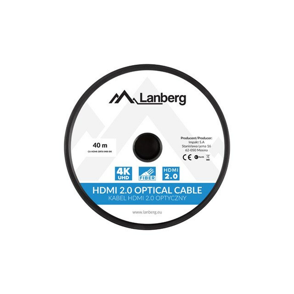 HDMI Cable Lanberg CA-HDMI-20FB-0400-BK Black 40 m