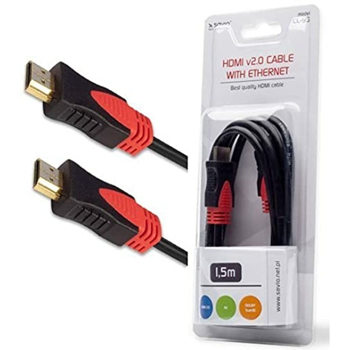 HDMI Cable Savio CL-95 Black Red 1,5 m