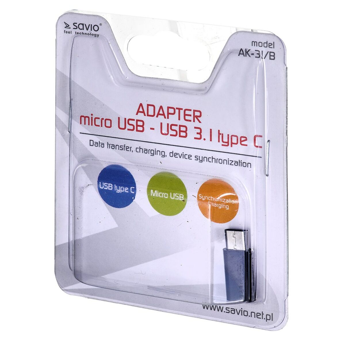 Micro USB to USB-C Adapter Savio AK-31 / B