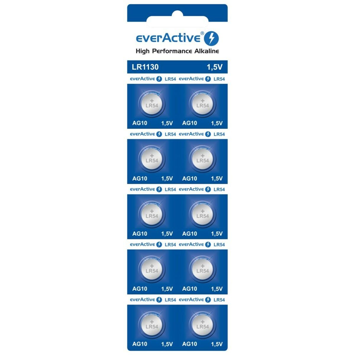 Batteries EverActive AG10 G10 LR1130 LR54 1,5 V (10 Units)