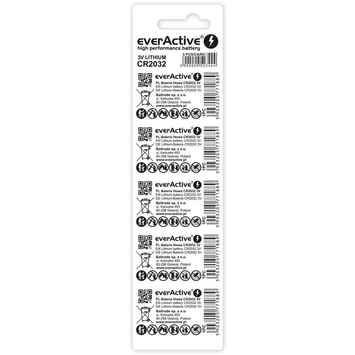 Batteries EverActive CR2032 (5 Units)