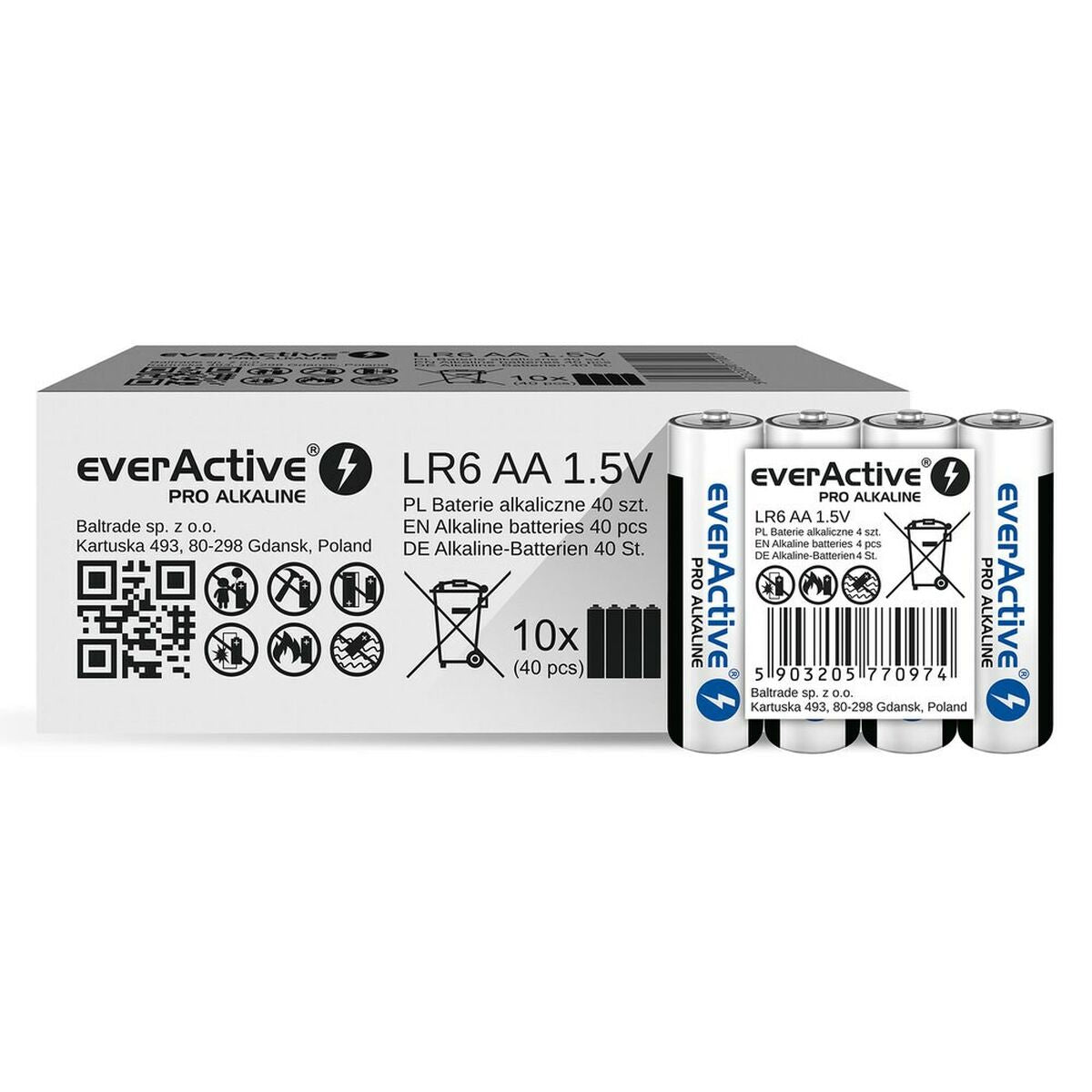 Batteries EverActive LR6 AA 1,5 V (4 Units)