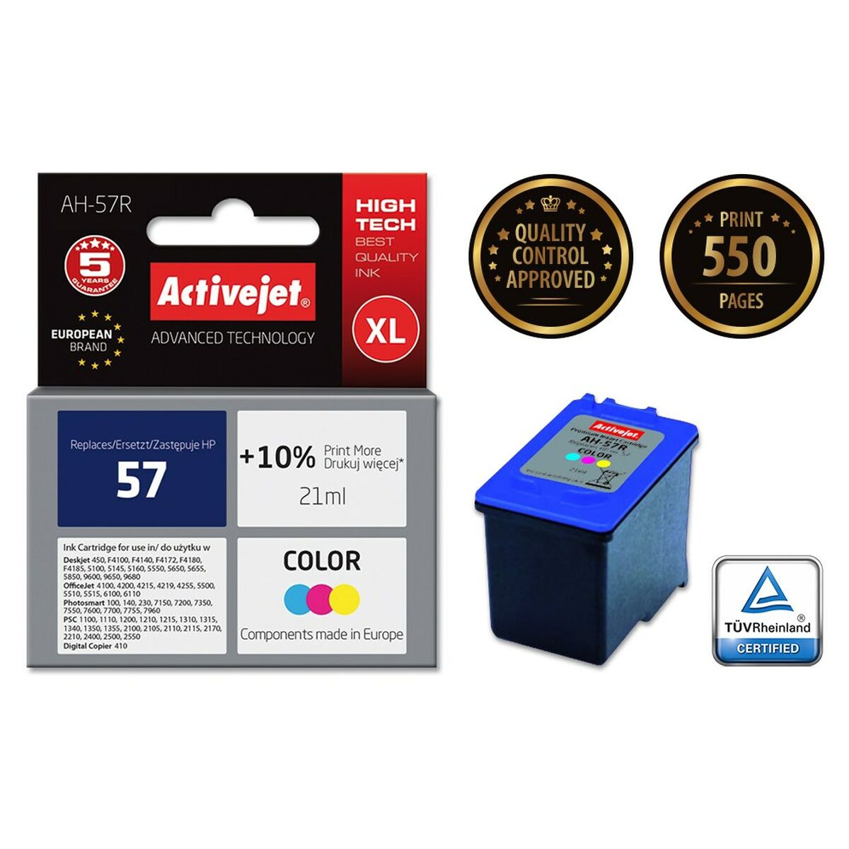 Original Ink Cartridge Activejet AH-57R Cyan/Magenta/Yellow