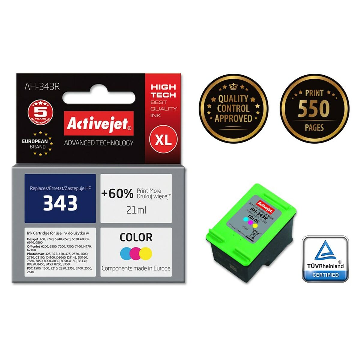 Original Ink Cartridge Activejet AH-339R Cyan/Magenta/Yellow