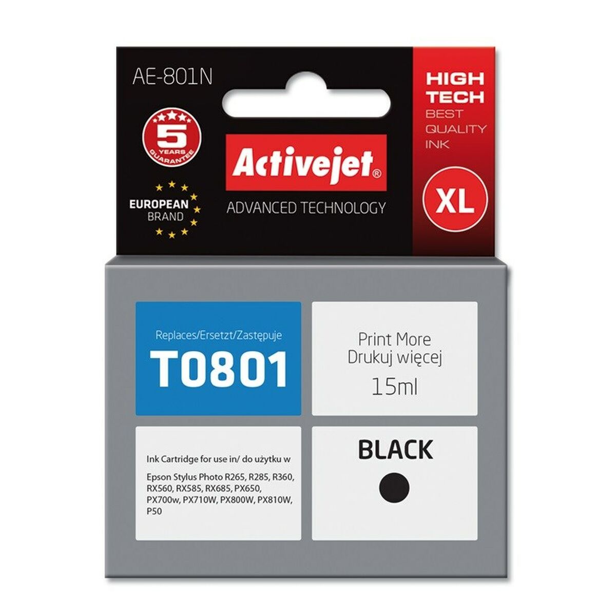 Original Ink Cartridge Activejet AE-801N Black