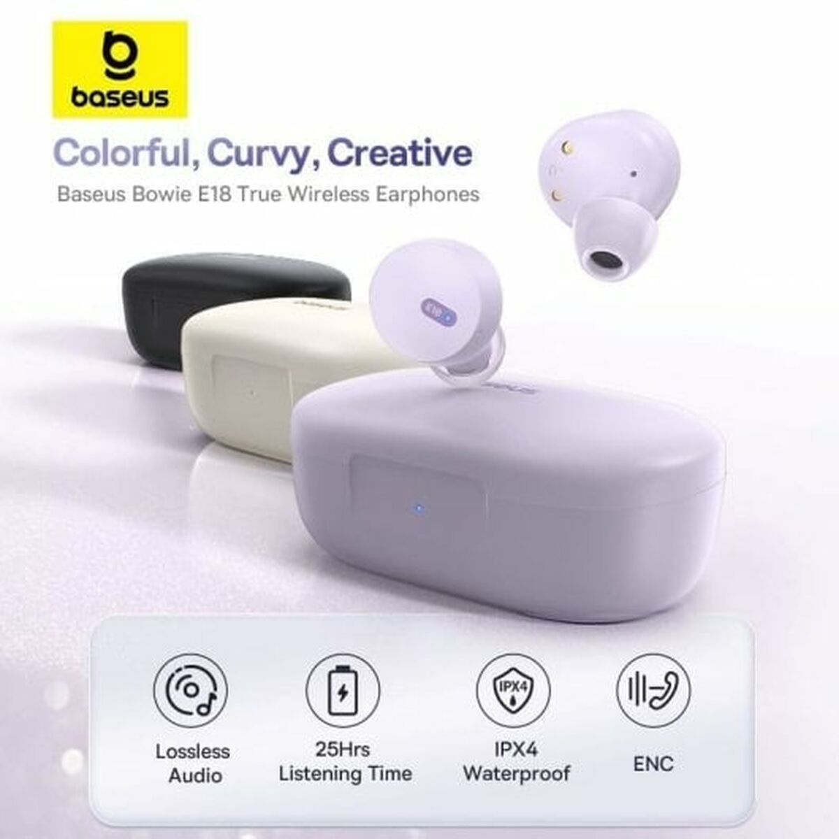 Headphones with Microphone Baseus White