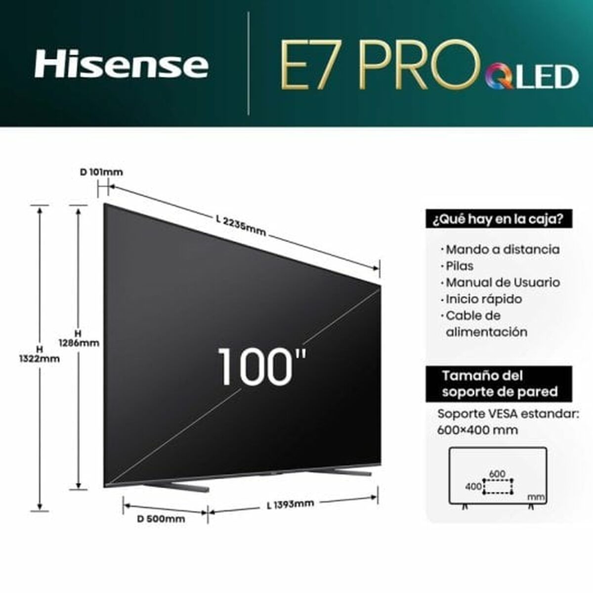 Smart TV Hisense 100E7NQ PRO 100 100" 4K Ultra HD HDR D-LED QLED