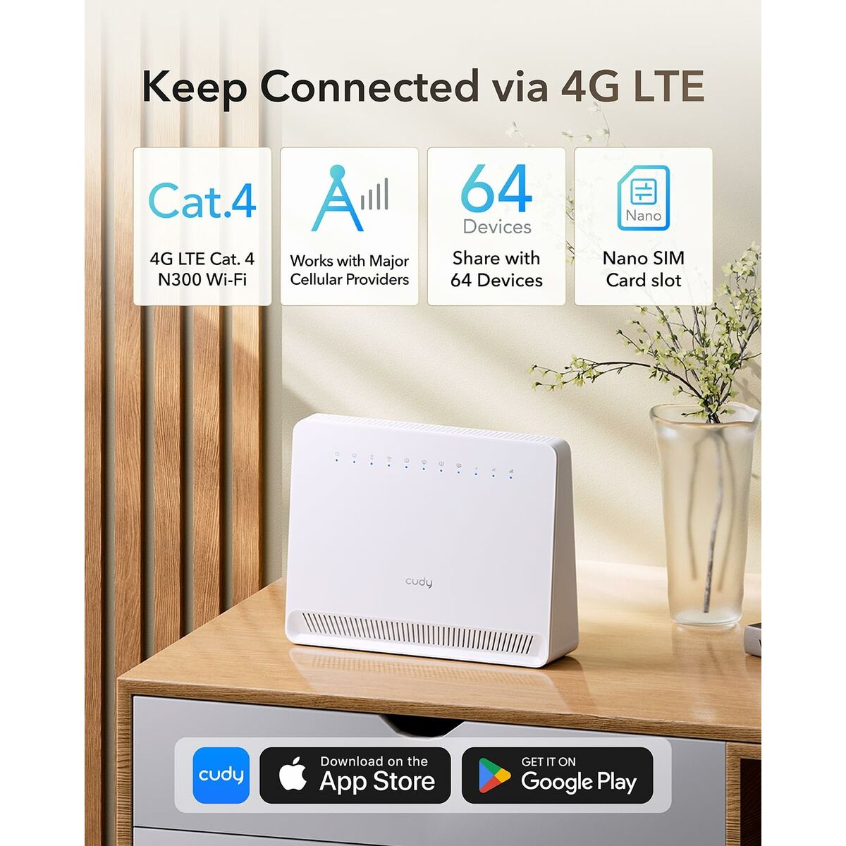 Router Cudy LT400E_EU White RJ45 Wi-Fi 4