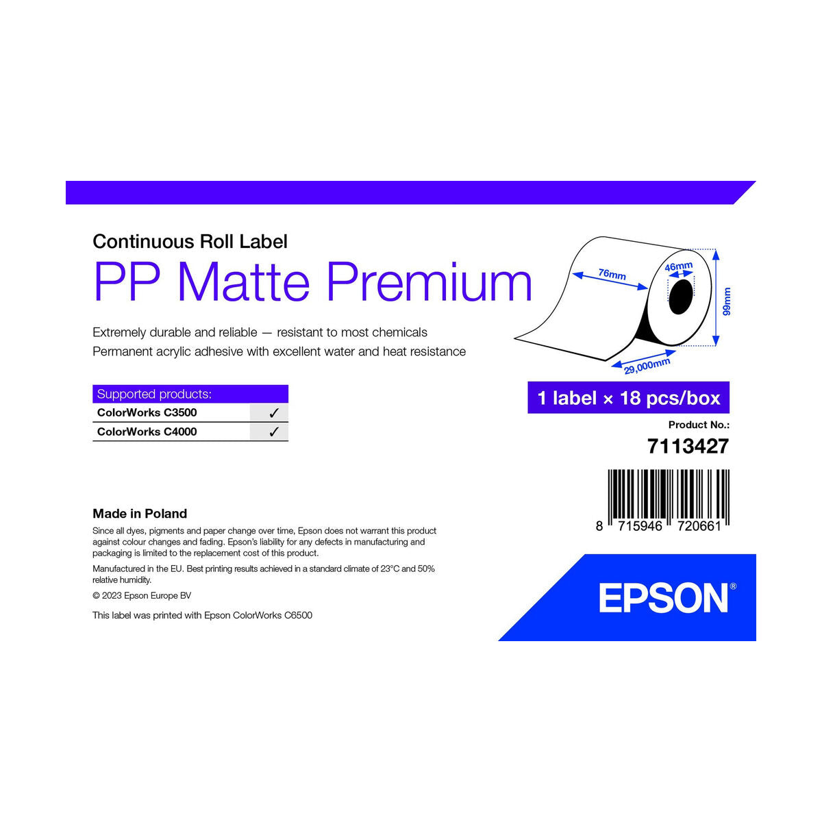 Printer Paper Epson 7113427 White (18 Units)