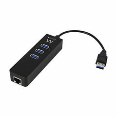 USB Hub Ewent AAOAUS0127 3 x USB 3.1 RJ45 Plug and Play