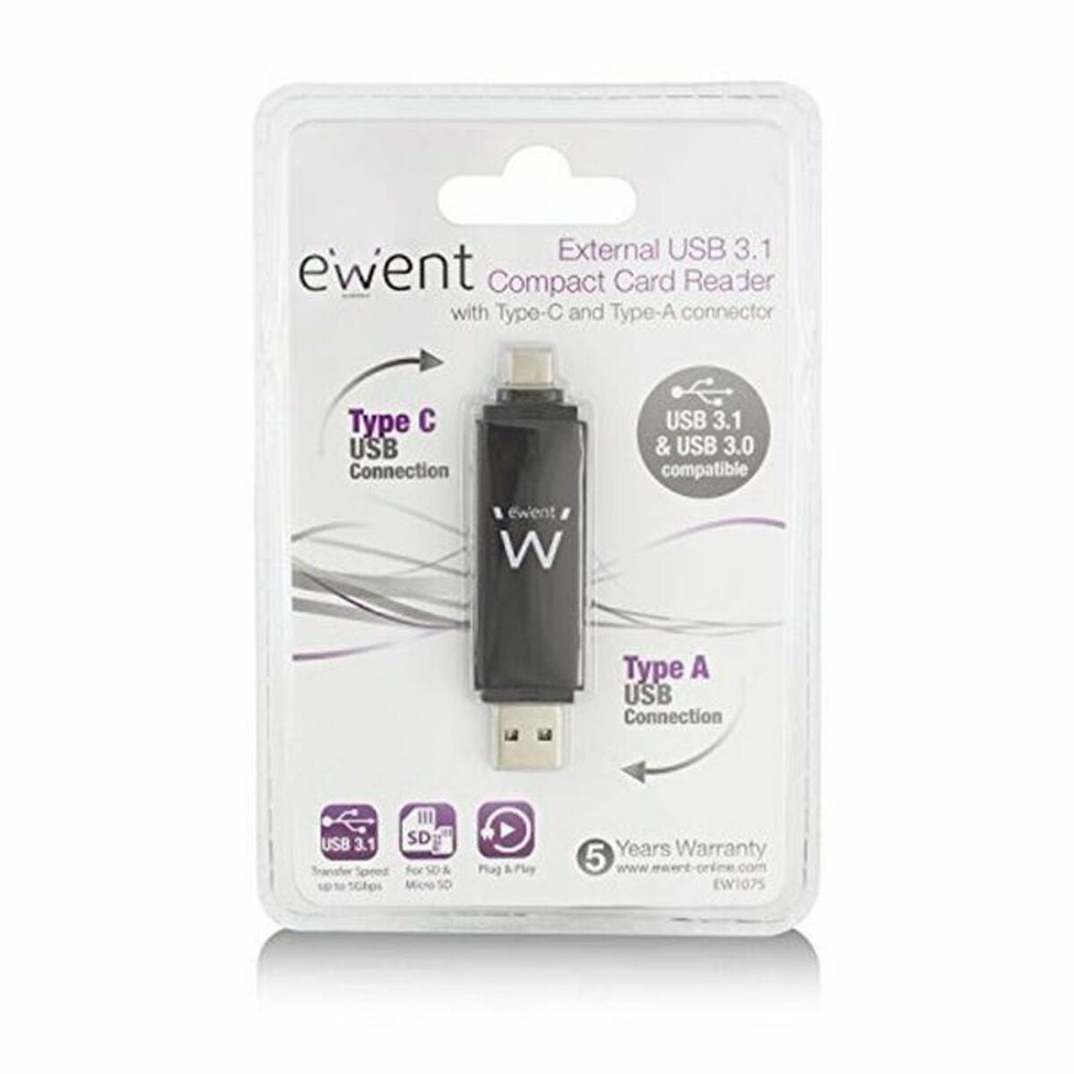 Card Reader Ewent EW1075 USB 3.1 Gen 1 Black