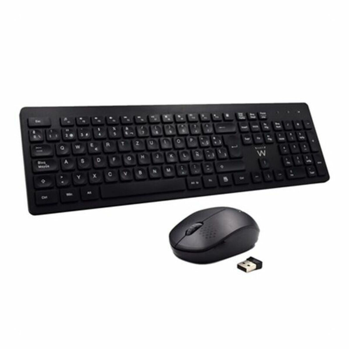 Keyboard and Wireless Mouse Ewent EW3256 2.4 GHz Black Spanish Qwerty QWERTY