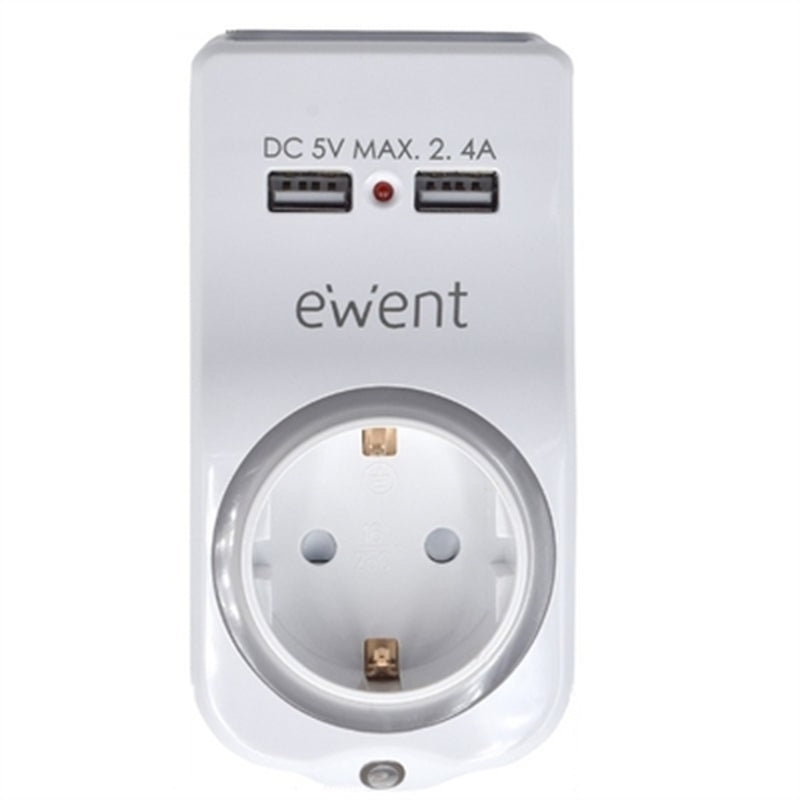 Wall Plug with 2 USB Ports Ewent EW1225 16A 3680 W