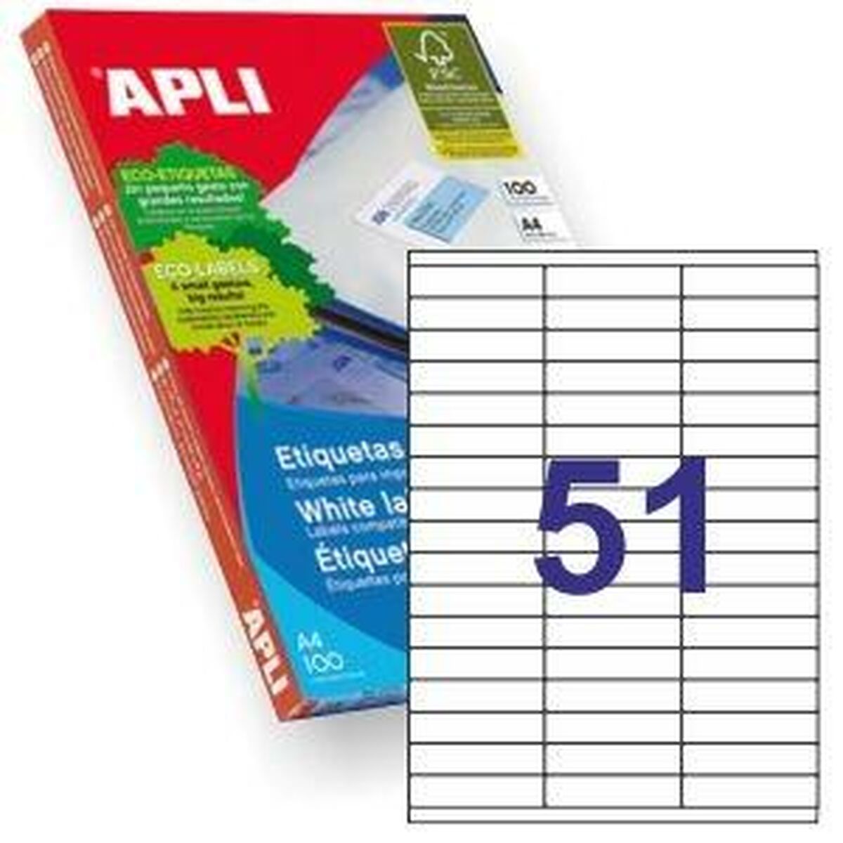 Adhesive labels Apli 01294 100 Sheets 70 x 16,9 mm White