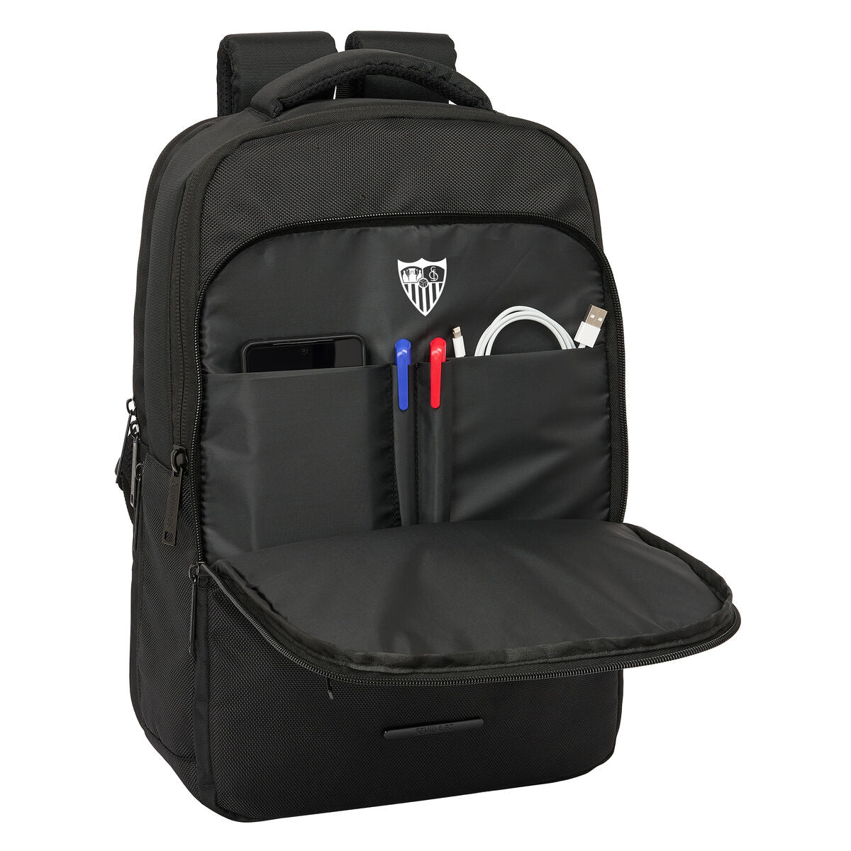 Laptop Backpack Sevilla Fútbol Club BUSINESS Black 29 x 44 x 15 cm