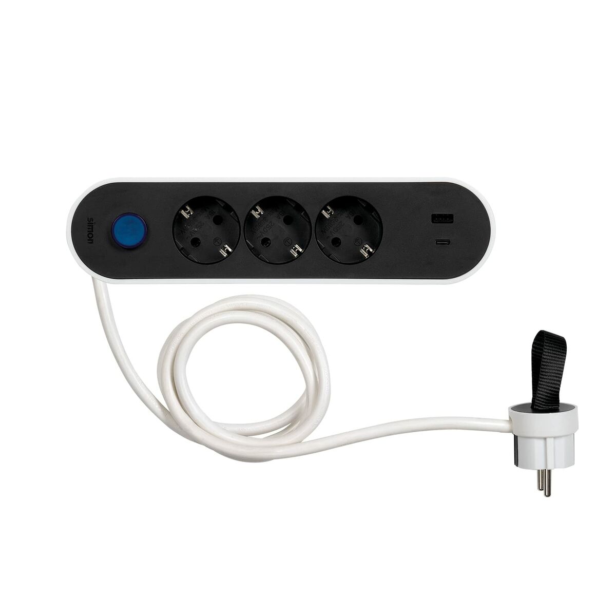 3-socket plugboard with power switch Simon