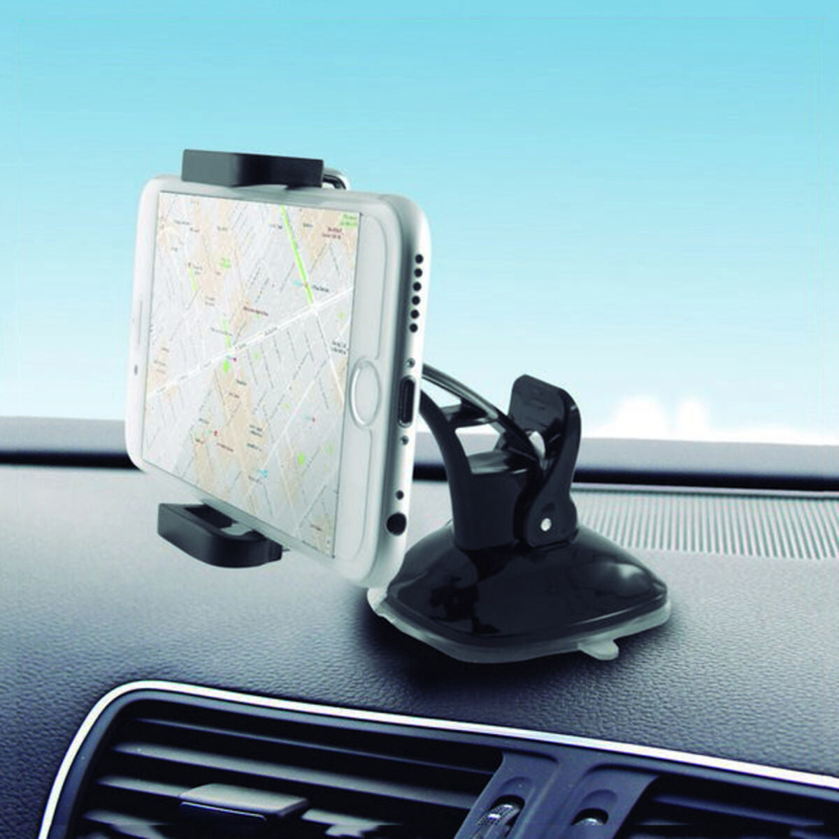 Mobile Phone Holder for Car with Suction Cup KSIX 360º Black