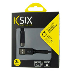 USB-C Cable to USB KSIX 3 m Black