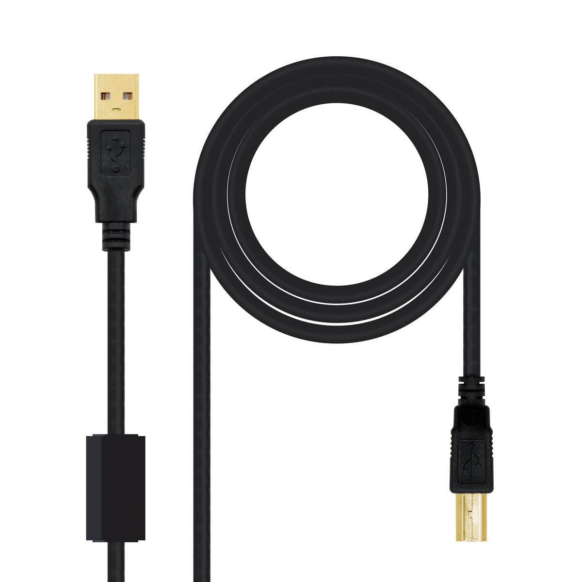 USB 2.0 A to USB B Cable NANOCABLE 10.01.1202 Black 2 m