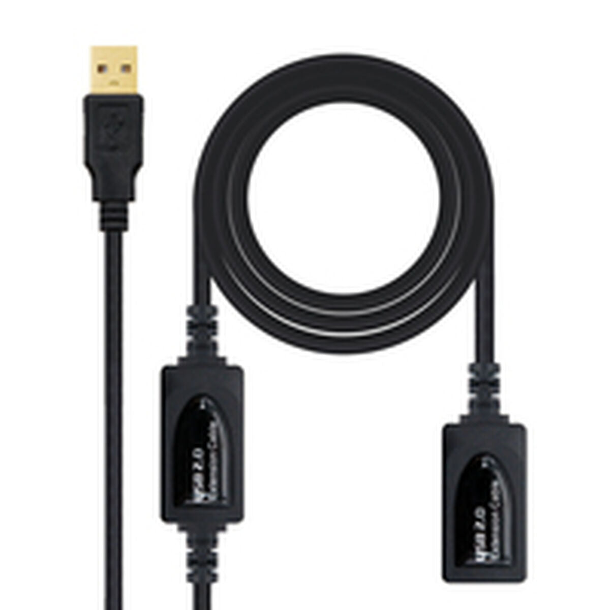 USB Extension Cable NANOCABLE 10.01.0213 Black 15 m