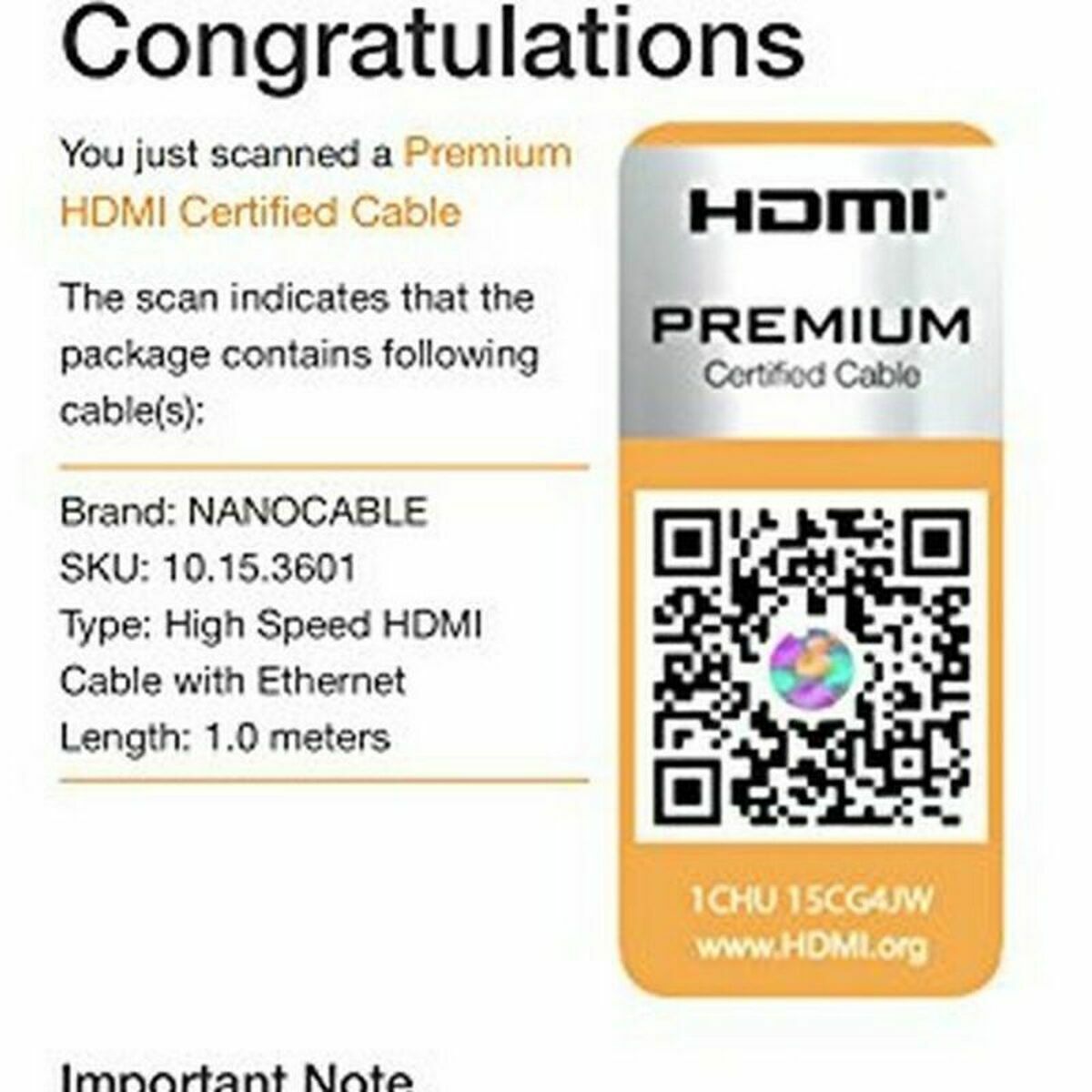 HDMI Cable NANOCABLE HDMI V2.0, 1m V2.0 4K 1 m Black 1 m