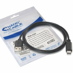 USB A to USB-C Cable NANOCABLE 10.01.2102 Black 2 m