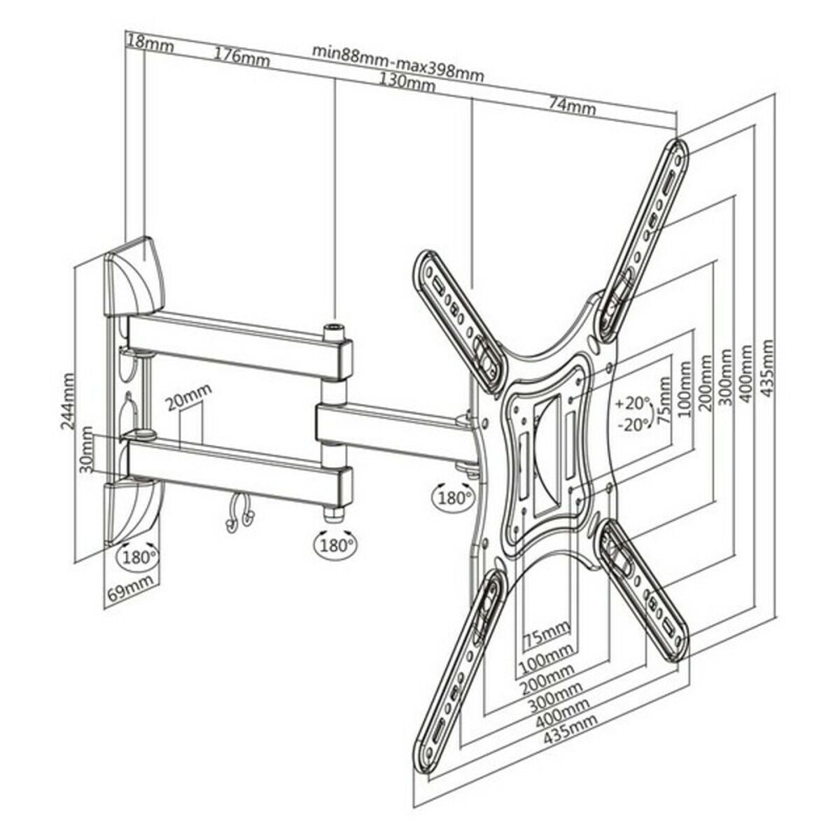 TV Wall Mount with Arm TooQ LP6055TN-B 23"-55" 23" 30 Kg