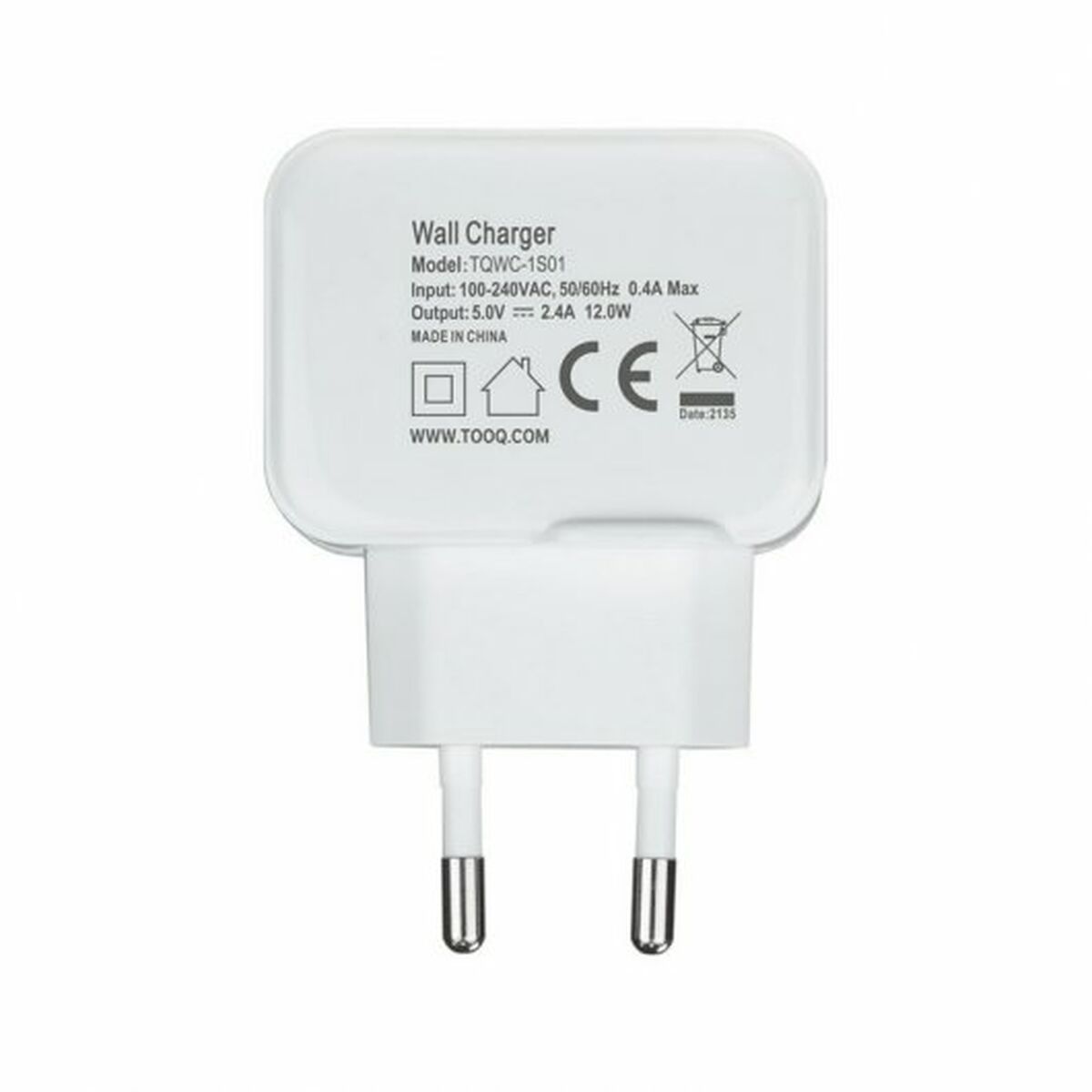 Wall Charger TooQ TQWC-1S01WT White 12 W