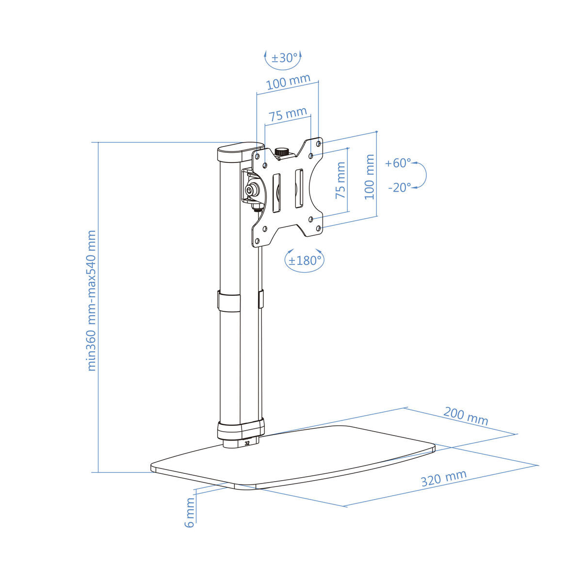 Screen Table Support TooQ DB1127TN-W 17"-27"