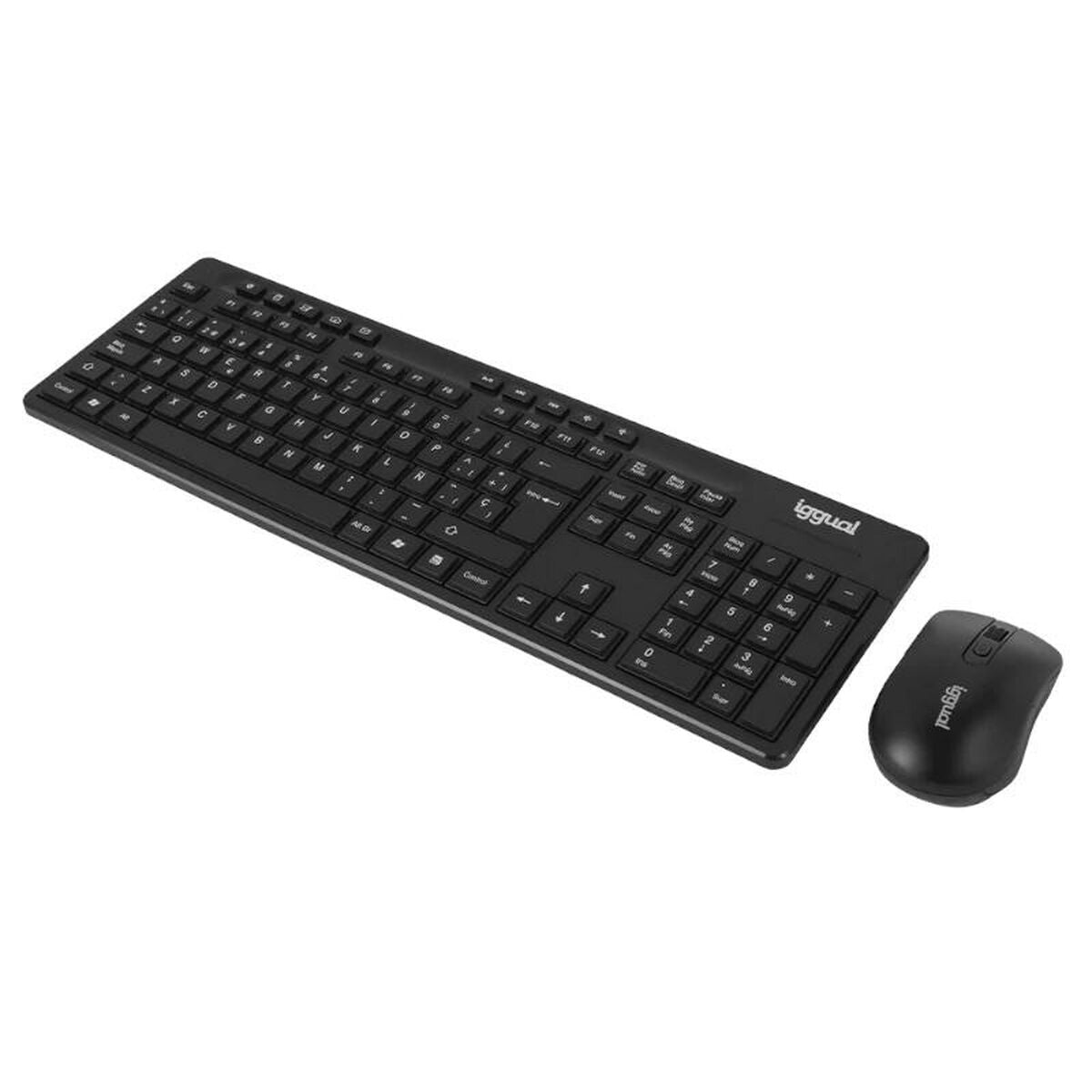 Keyboard and Mouse iggual IGG319277 Black Spanish Qwerty QWERTY