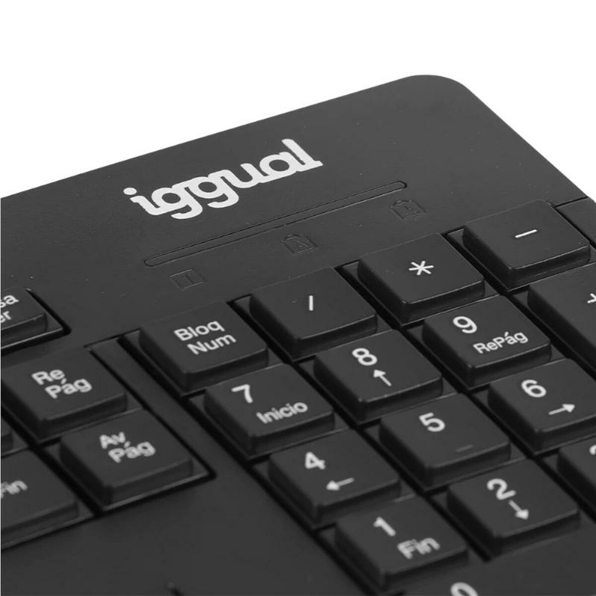 Keyboard and Mouse iggual IGG319277 Black Spanish Qwerty QWERTY