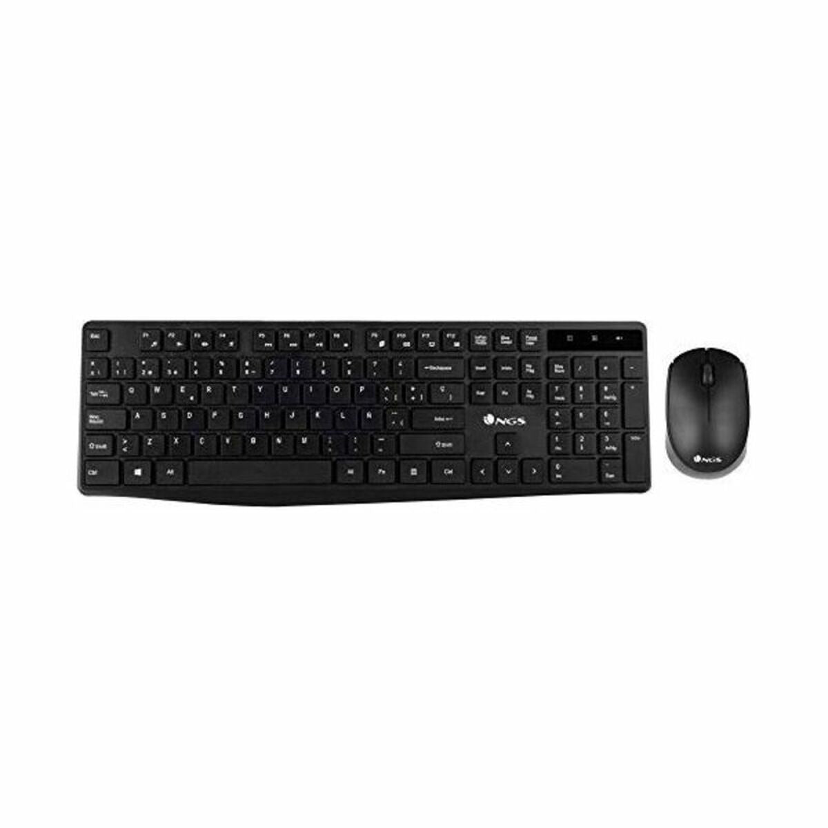 Keyboard and Wireless Mouse NGS NGSWIRELESSSETALLUREKIT 1200 dpi 2.4 GHz Black (1 Unit)