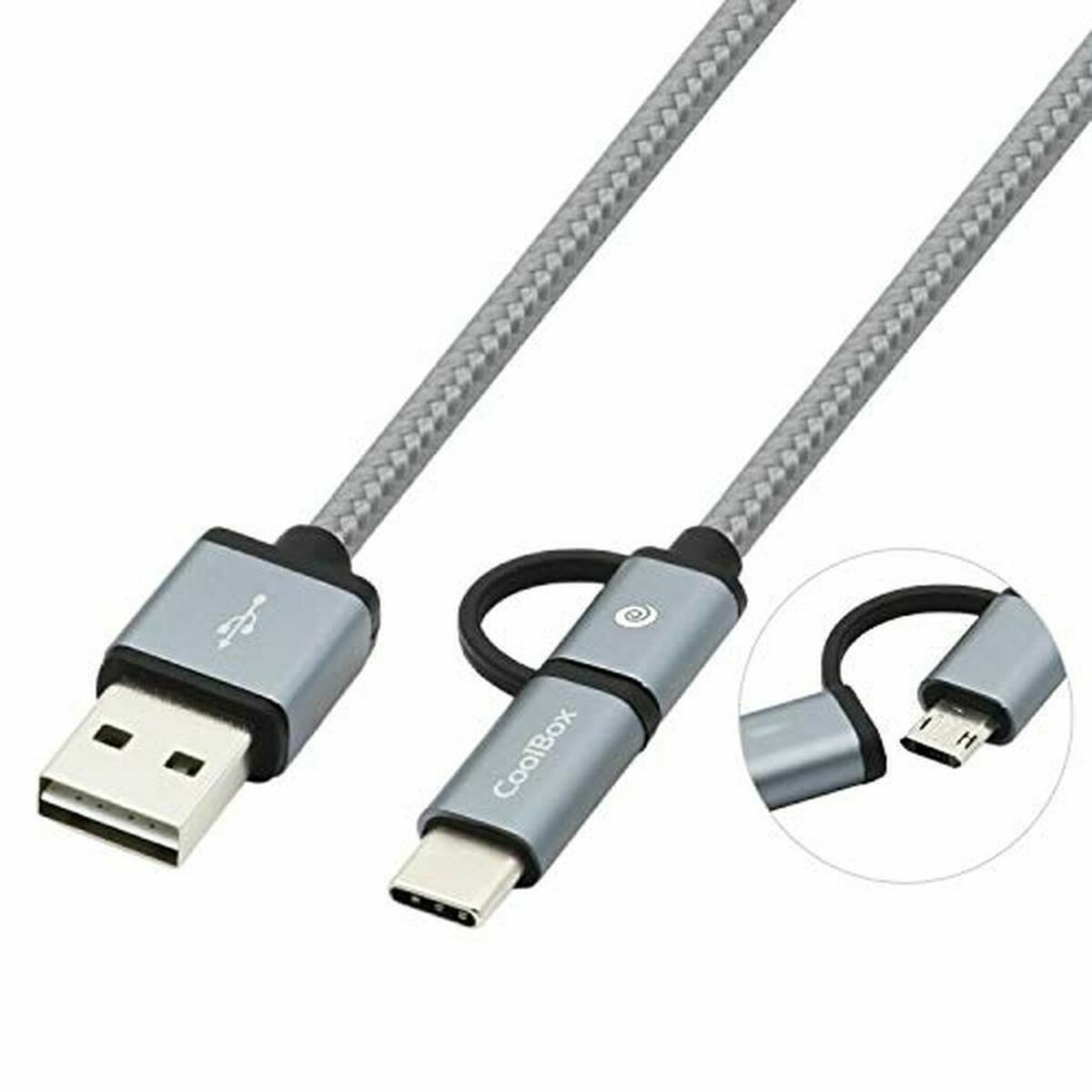 USB Cable to Micro USB and USB C CoolBox COO-CAB-U2MC-GR