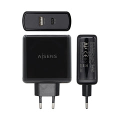 USB Wall Charger Aisens ASCH-2PD45A-BK 57 W Black USB-C