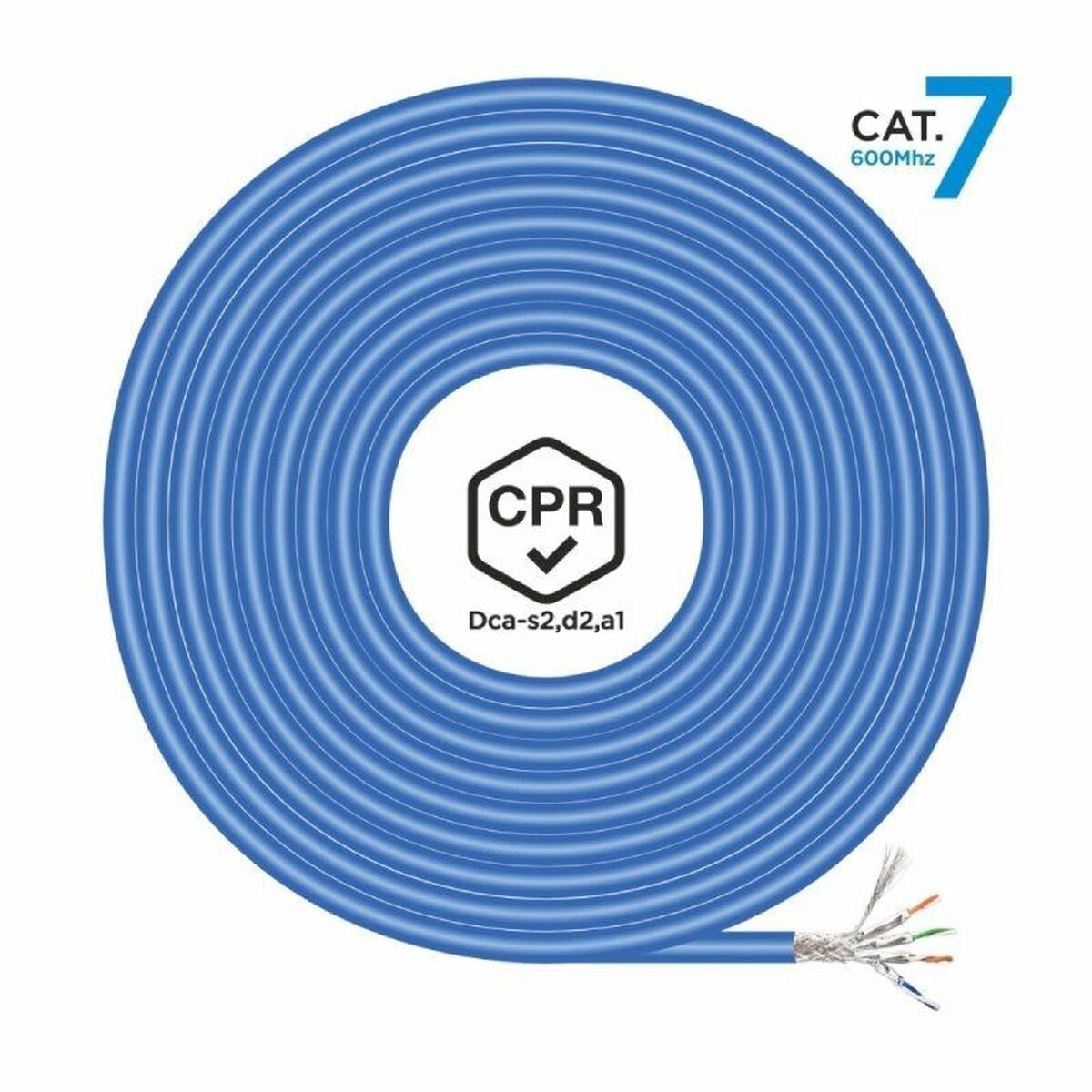 FTP Category 7 Rigid Network Cable Aisens AWG23 Blue 500 m