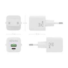 Wall Charger Aisens ASCH-25W2P014-W White 25 W (1 Unit)