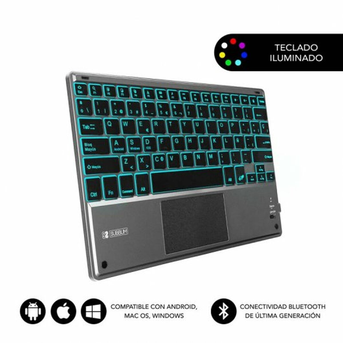 Keyboard with Touchpad Subblim SUB-KBT-SMBT51 Grey Multicolour Spanish Qwerty QWERTY