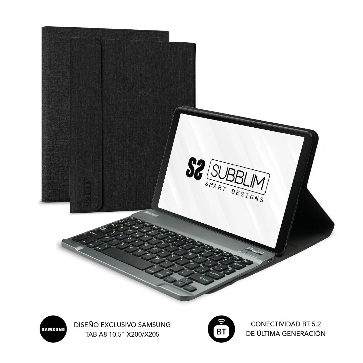 Case for Tablet and Keyboard Subblim SUBKT3BTS055 Black Spanish Qwerty QWERTY