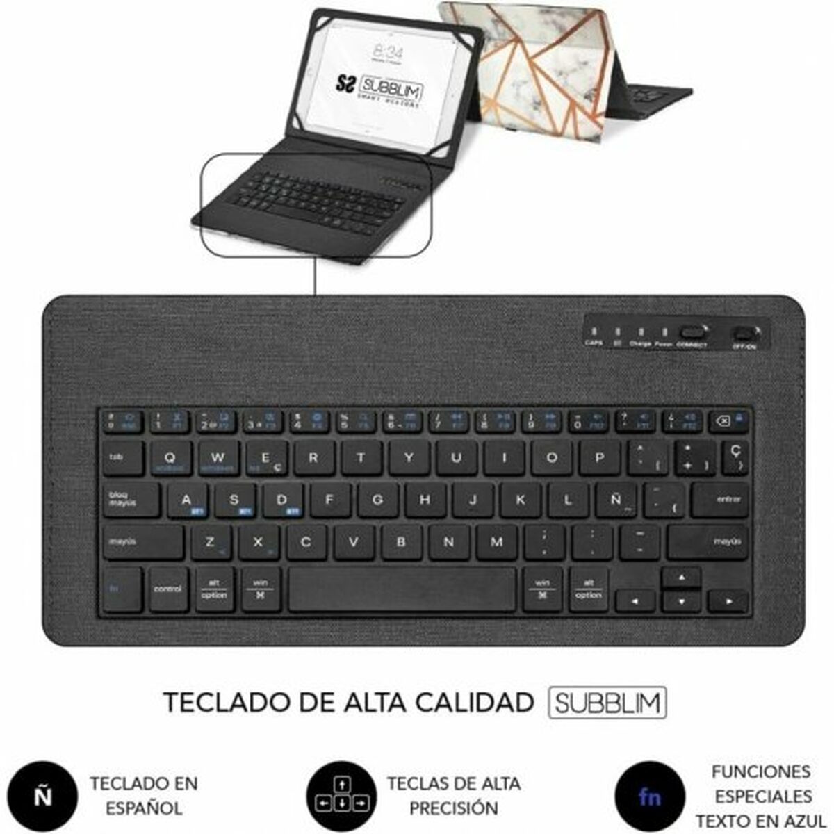 Case for Tablet and Keyboard Subblim SUBKT5-BTTW10 Multicolour Spanish Qwerty