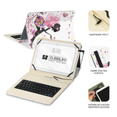 Case for Tablet and Keyboard Subblim SUBKT1-USB052 Multicolour Spanish Qwerty