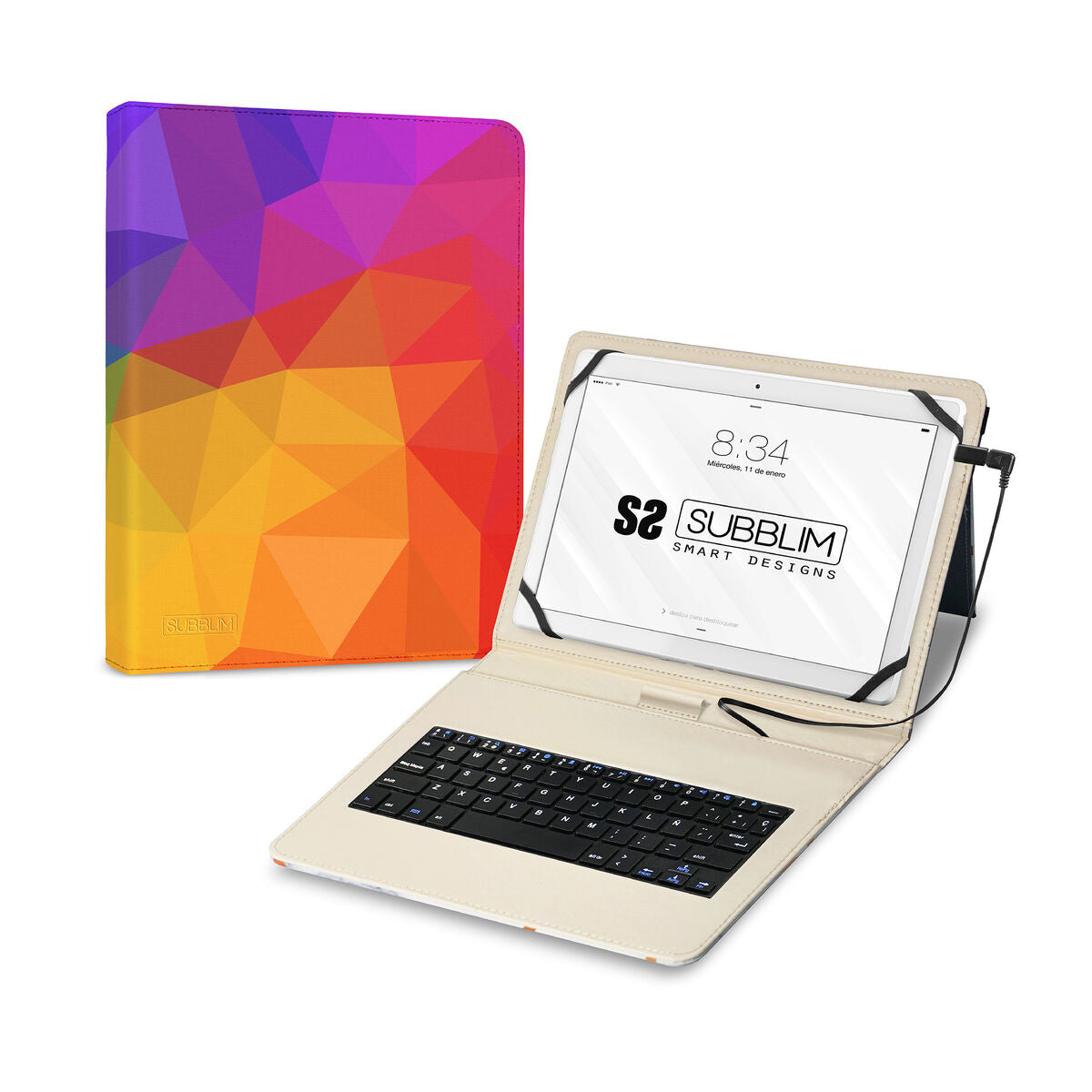 Case for Tablet and Keyboard Subblim SUBKT1-USB053 Multicolour Spanish Qwerty