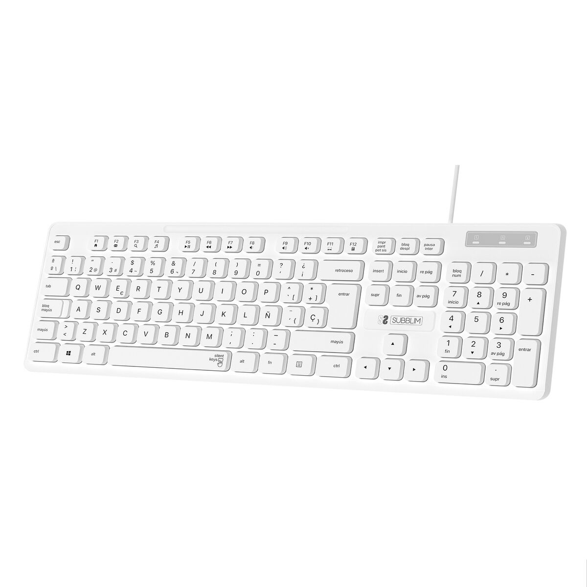 Keyboard Subblim SUBKBC0SSK51 White Spanish Qwerty