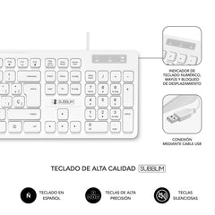 Keyboard Subblim SUBKBC0SSK51 White Spanish Qwerty