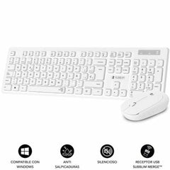 Keyboard and Wireless Mouse Subblim SUBKBC-CSSW11 White Spanish Qwerty