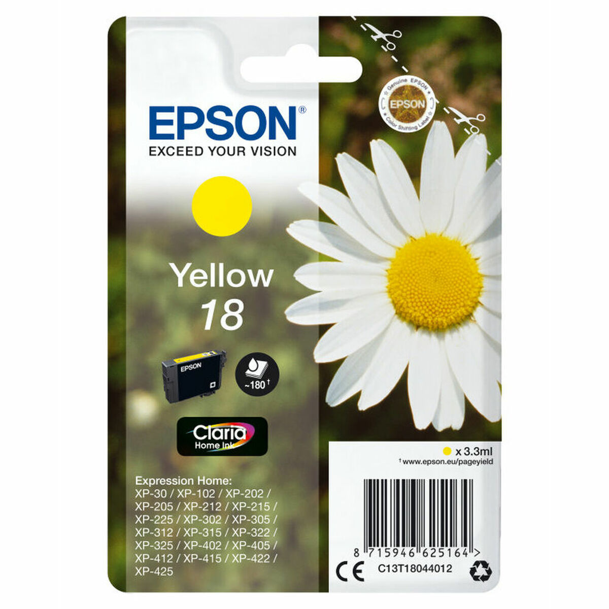 Compatible Ink Cartridge Epson C13T18044012 Yellow