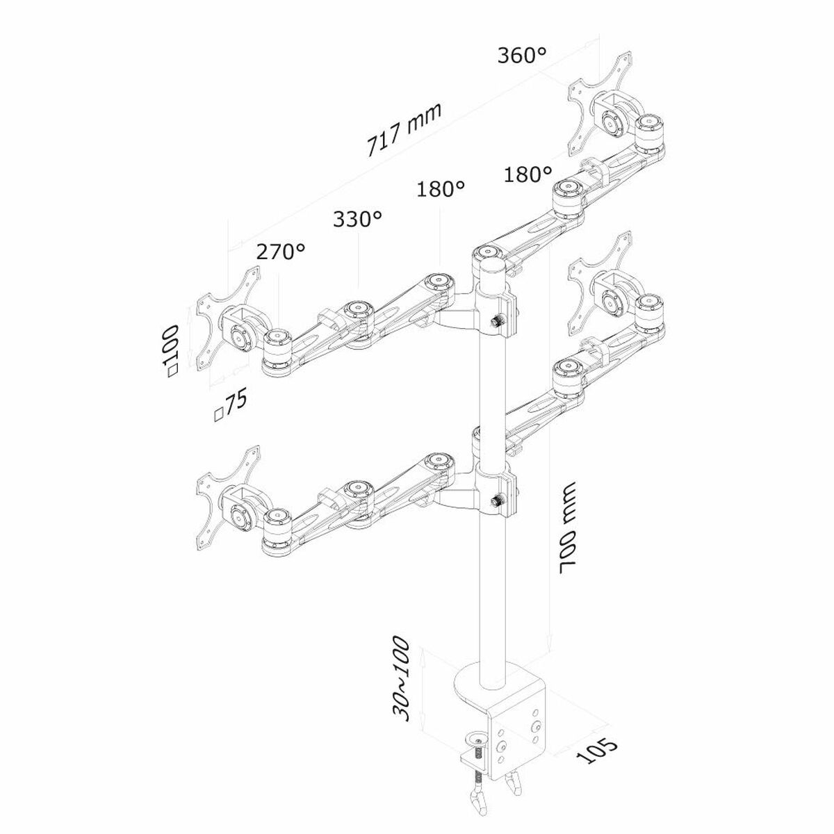 TV Mount Neomounts FPMA-D935D4 26" 6 Kg