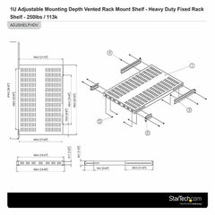 Fixed Tray for Rack Cabinet Startech ADJSHELFHDV