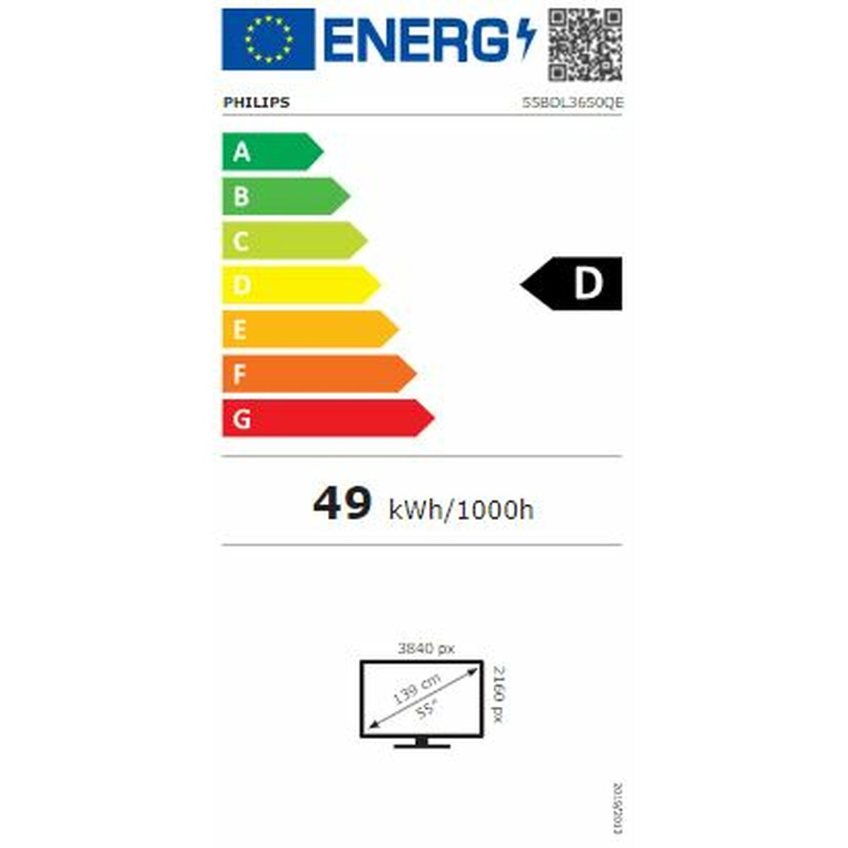 Monitor Philips 55BDL3650Q 4K Ultra HD 55" 50 - 60 Hz