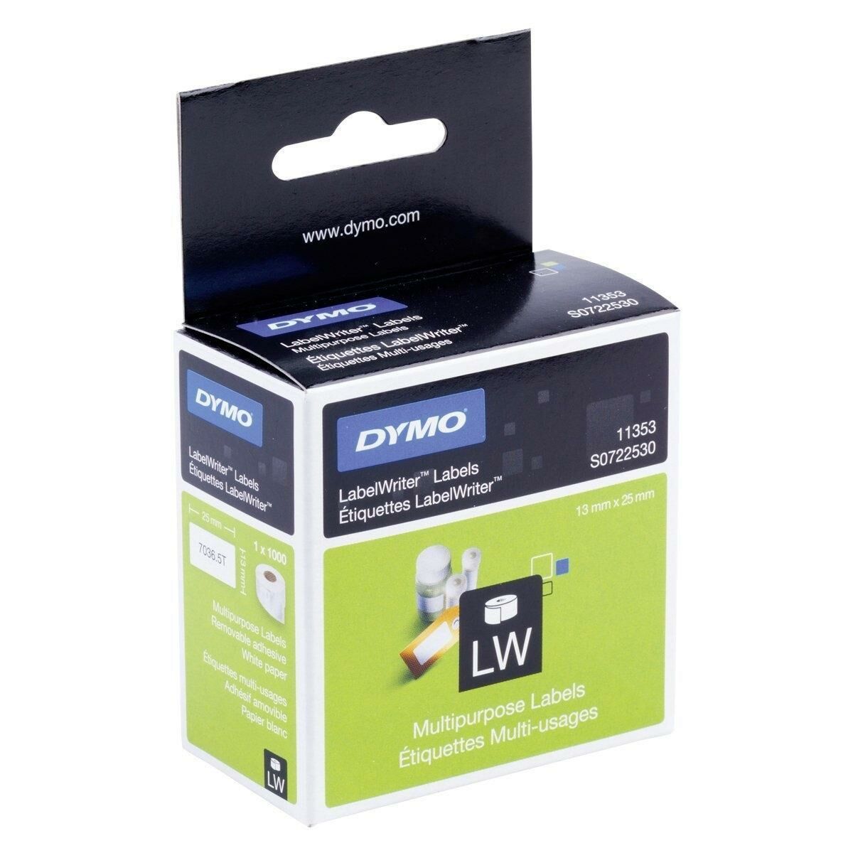 Printer Labels Dymo White Black 1000 Pieces 13 x 25 mm (6 Units)