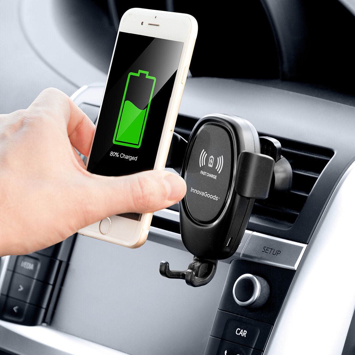 Mobile Phone Holder with Wireless Charger for Cars Wolder InnovaGoods